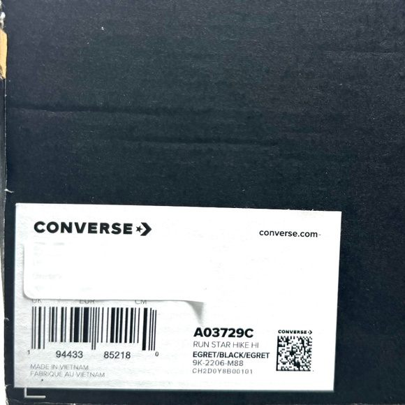 Converse Run Star Hike Platform High Shoe Skate Women Canvas Black White A03729C - Picture 8 of 9